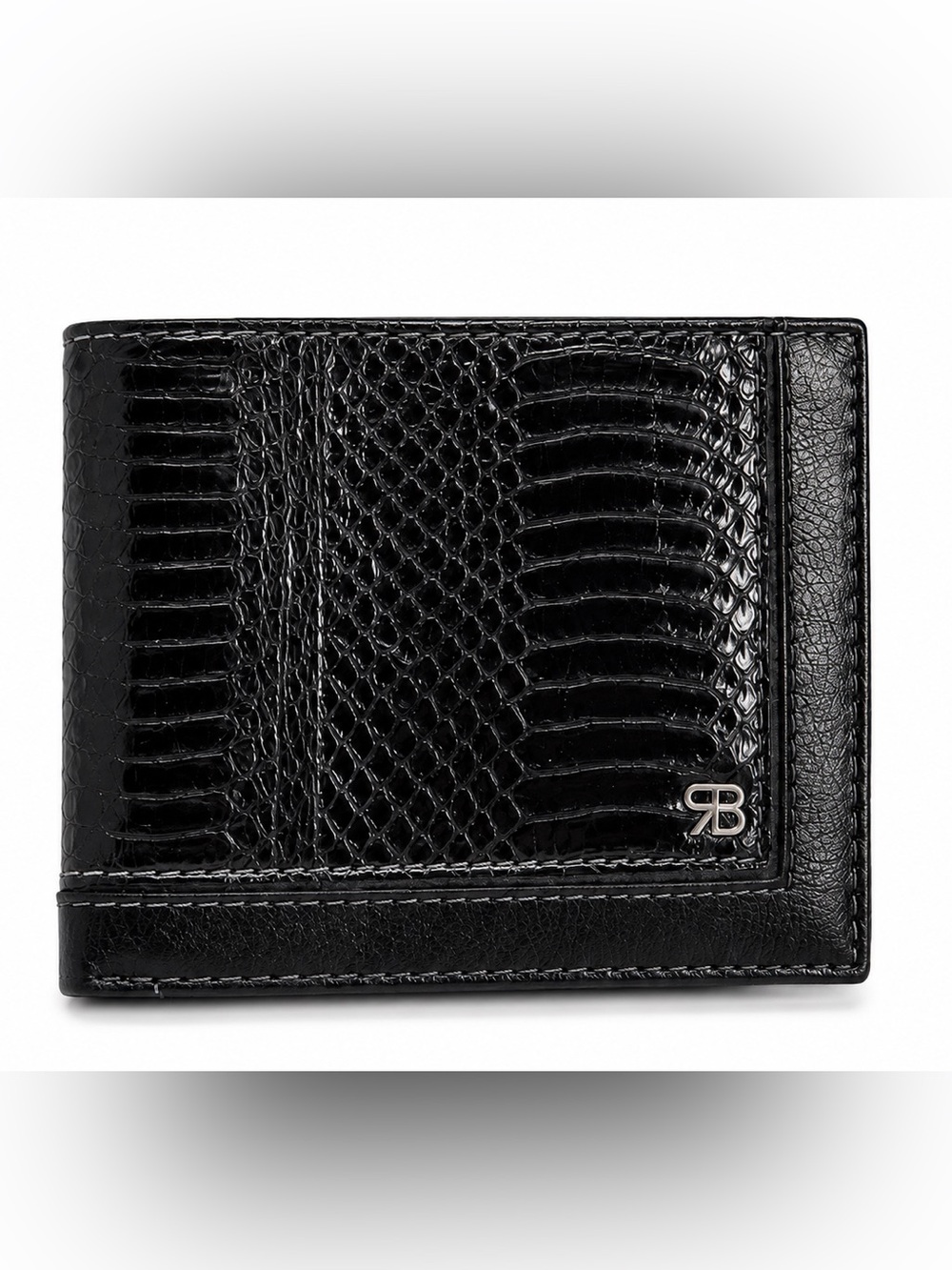 Renato Balestra Italy Men's Black Leather Python Embossed BiFold Wallet NIB